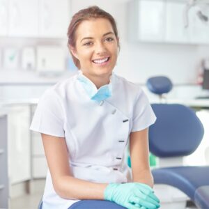 A smiling dental hygienist